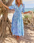 V-Neck Floral Short-Sleeve Dress