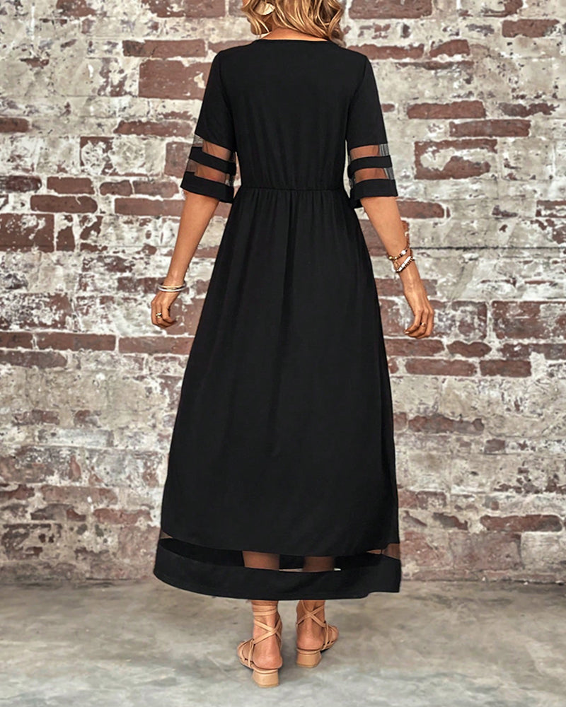 Elegant Dress Mid-Sleeve Casual Crew Neck