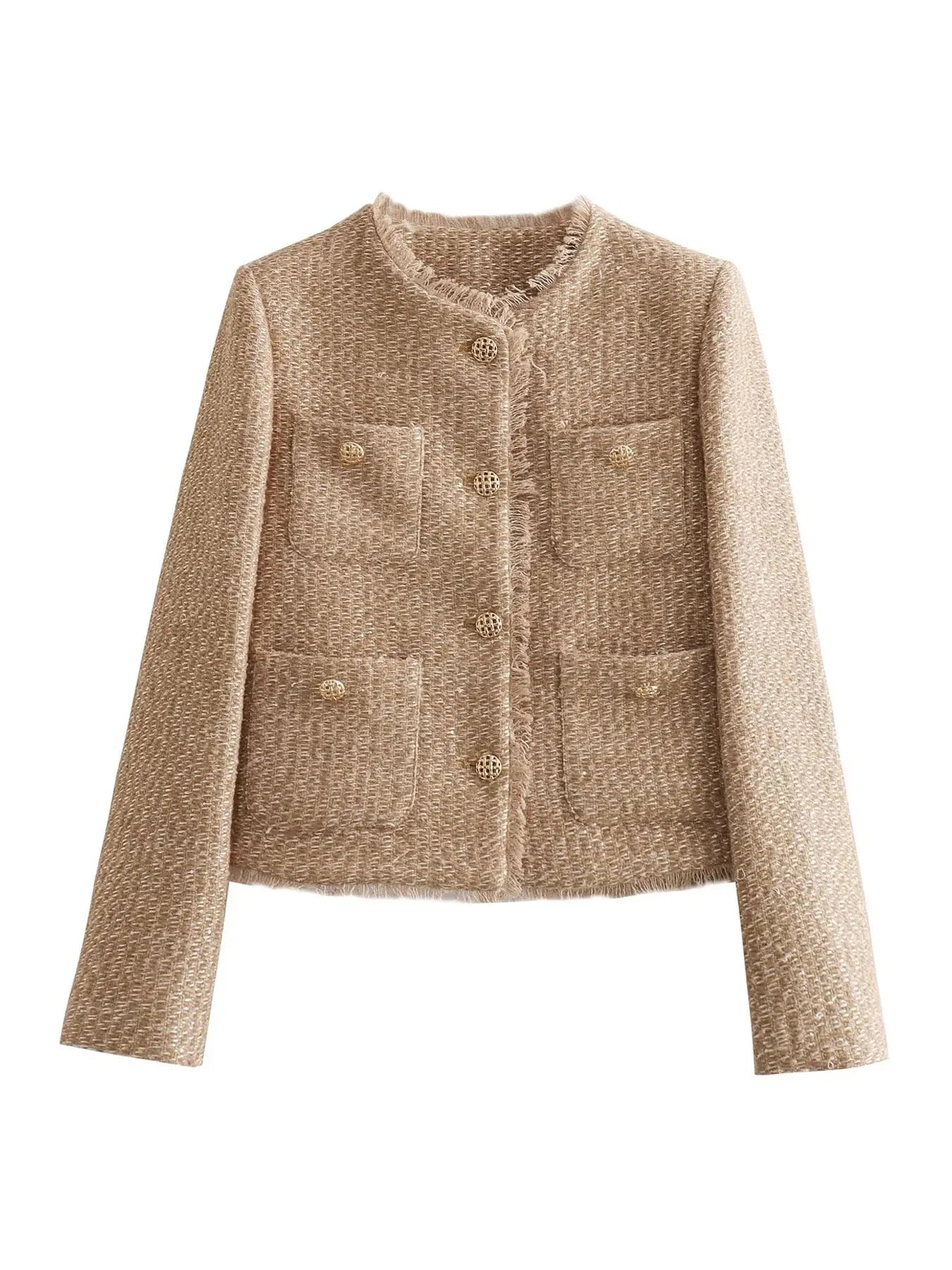 Stylish Tweed Cropped Jacket