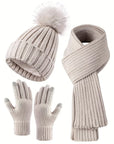 Women's Cozy Hat Scarf Gloves