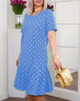 Polka dot print short sleeve casual dress