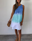 Sleeveless color block casual dress