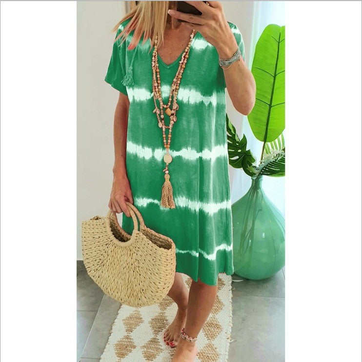 Tie-Dye Short-Sleeved Dress
