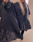 Long sleeve panel loose hooded dress