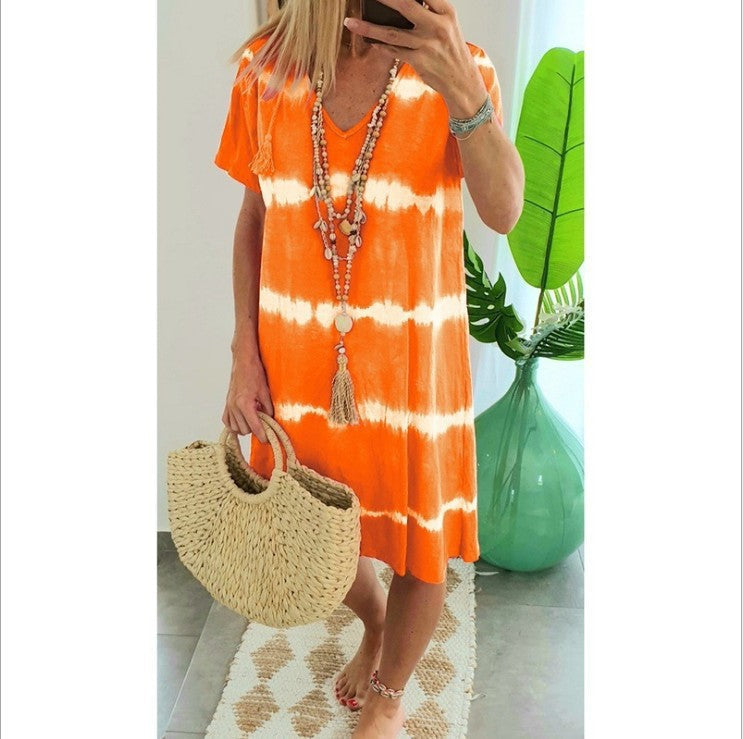 Tie-Dye Short-Sleeved Dress