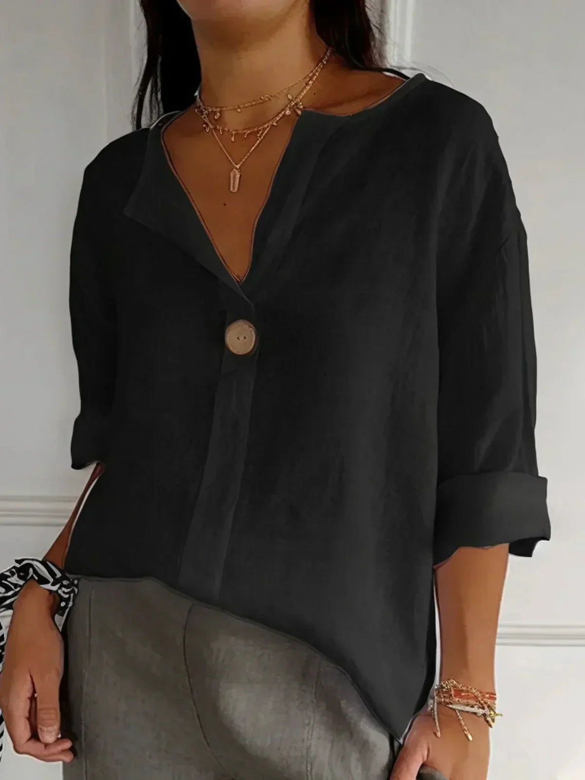 Modern Fit Casual V Neck Blouse