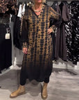 V-neck long-sleeved gradient dress