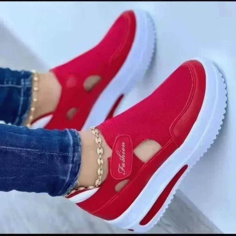 Women's Breathable Cashmere Mesh Platform Sneakers