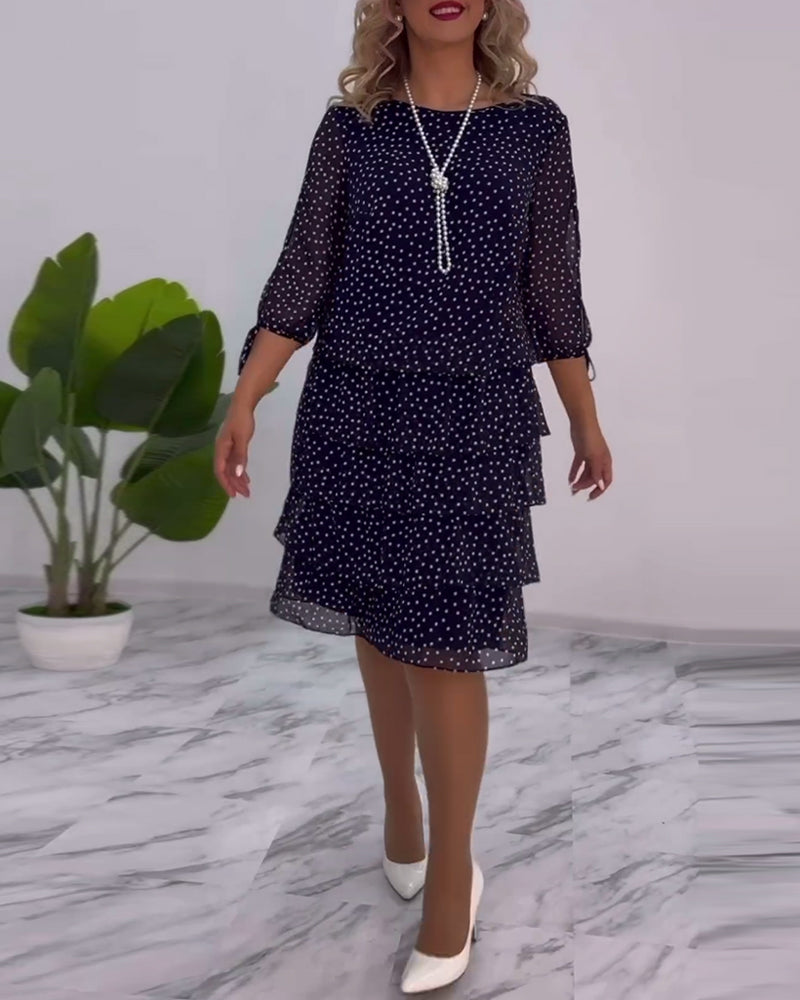 Polka Dot Print Layered Dress