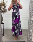 Floral print sleeveless pleated elegant dress