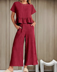Short-sleeved Pleated Vest Two-Piece Set