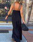 Cross Backless Contrast Color Elegant Dress