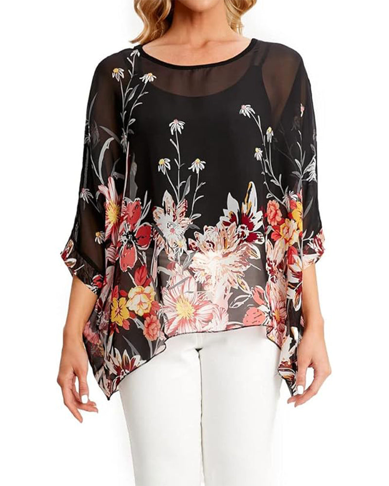 Three-Quarter Sleeve Loose Top