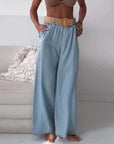 Washed Denim Wide-Leg Pants