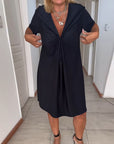 V-neck twist short-sleeved dress