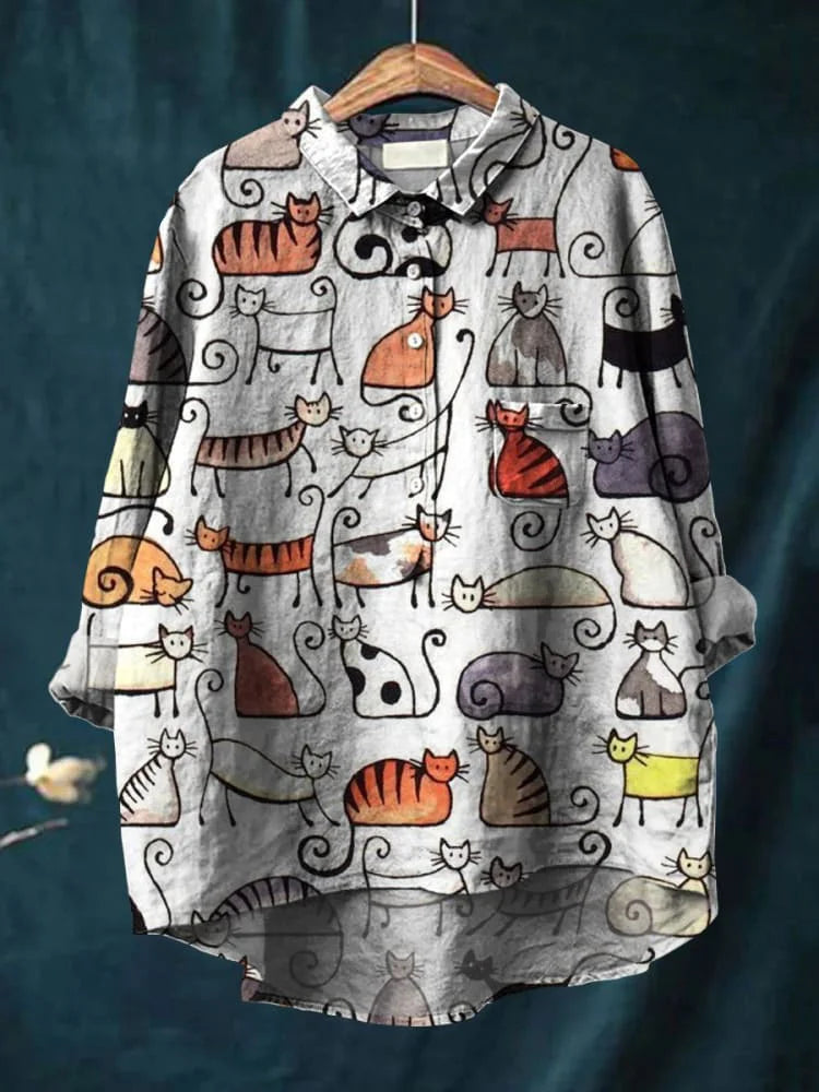 Uluru Graphic Shirt with Cat Illustration