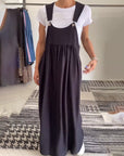 Solid Color Casual Dress with Straps