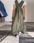 Solid Color Casual Dress with Straps
