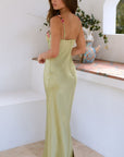 Embroidered Stitching Solid Color Satin Dress