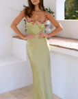 Embroidered Stitching Solid Color Satin Dress