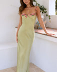 Embroidered Stitching Solid Color Satin Dress