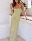 Embroidered Stitching Solid Color Satin Dress