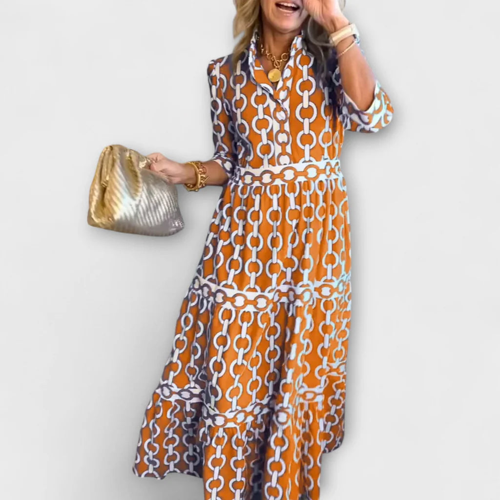 Midi Dress with Chain Pattern