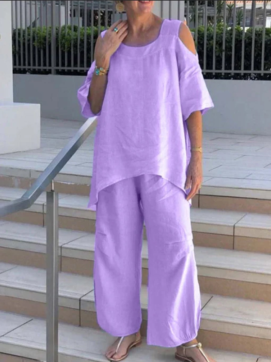 Pullover Short Sleeve Two Piece-Set