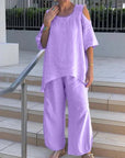 Pullover Short Sleeve Two Piece-Set