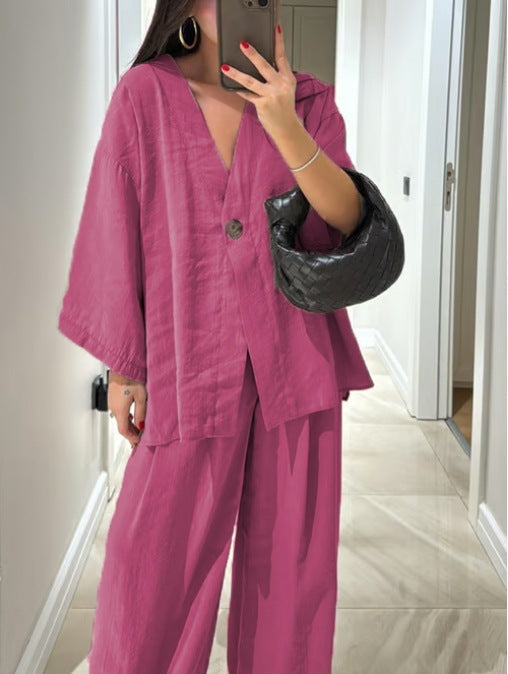 Comfortable V-Neck Casual Two-Piece Set