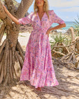 V-Neck Floral Short-Sleeve Dress