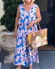 Printed V-Neck Sleeveless Two-Piece Set