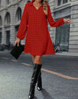 Lapel Long Sleeve Printed Dress