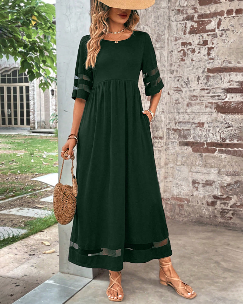 Elegant Dress Mid-Sleeve Casual Crew Neck