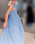 Elegant solid color pleated tank dress