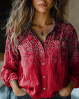 Retro Floral Print Blouse with Soft Fit