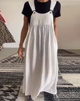 Solid Color Casual Dress with Straps