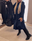 Long sleeve panel loose hooded dress