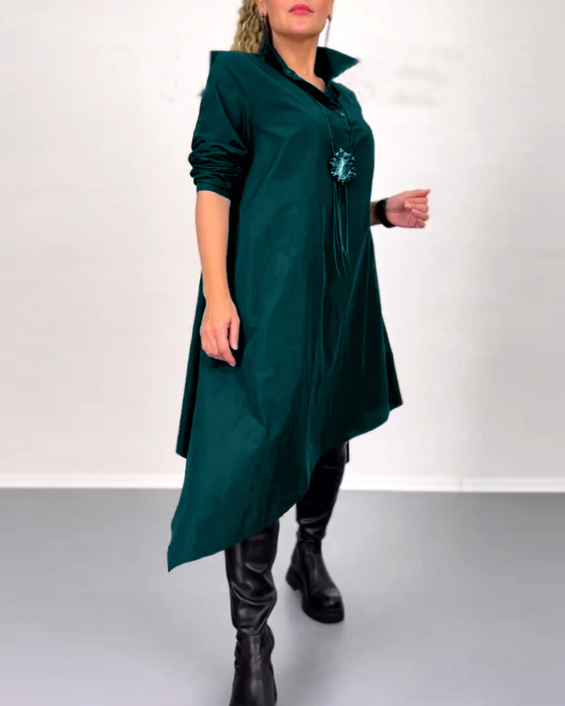 Solid color irregular casual dress