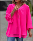 Lightweight Chiffon Zipper Blouse
