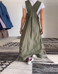 Casual Solid Color Suspender Dress