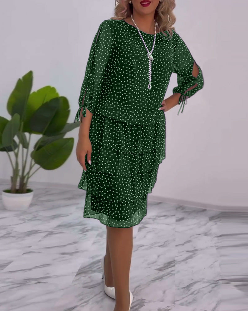 Polka Dot Print Layered Dress