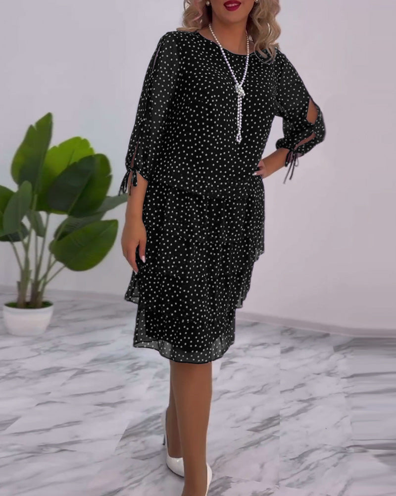 Polka Dot Print Layered Dress