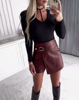 Fashion Patchwork High Waist Shorts