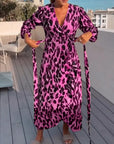V Neck Leopard Printed Dress