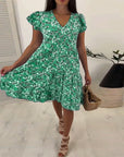 V-neck floral sleeveless midi dress