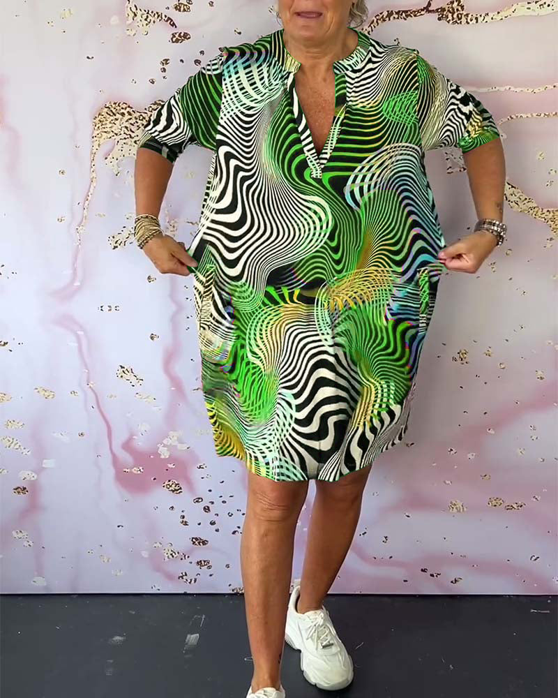 Vibrant V-Neck Flare Dress