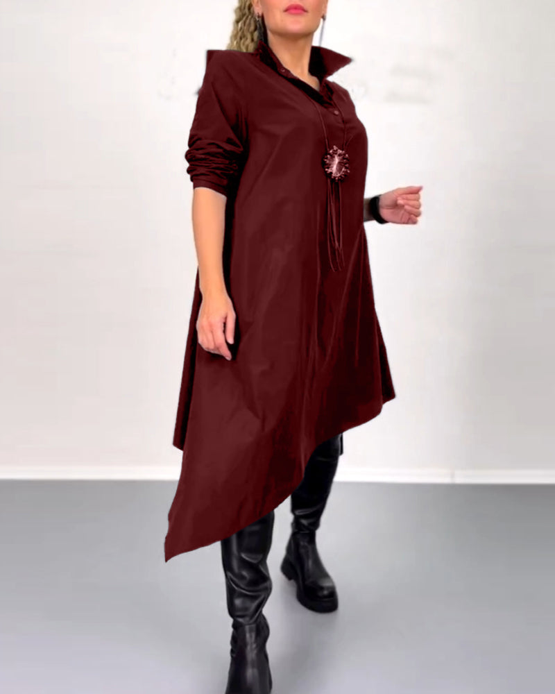 Solid color irregular casual dress