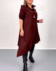 Solid color irregular casual dress