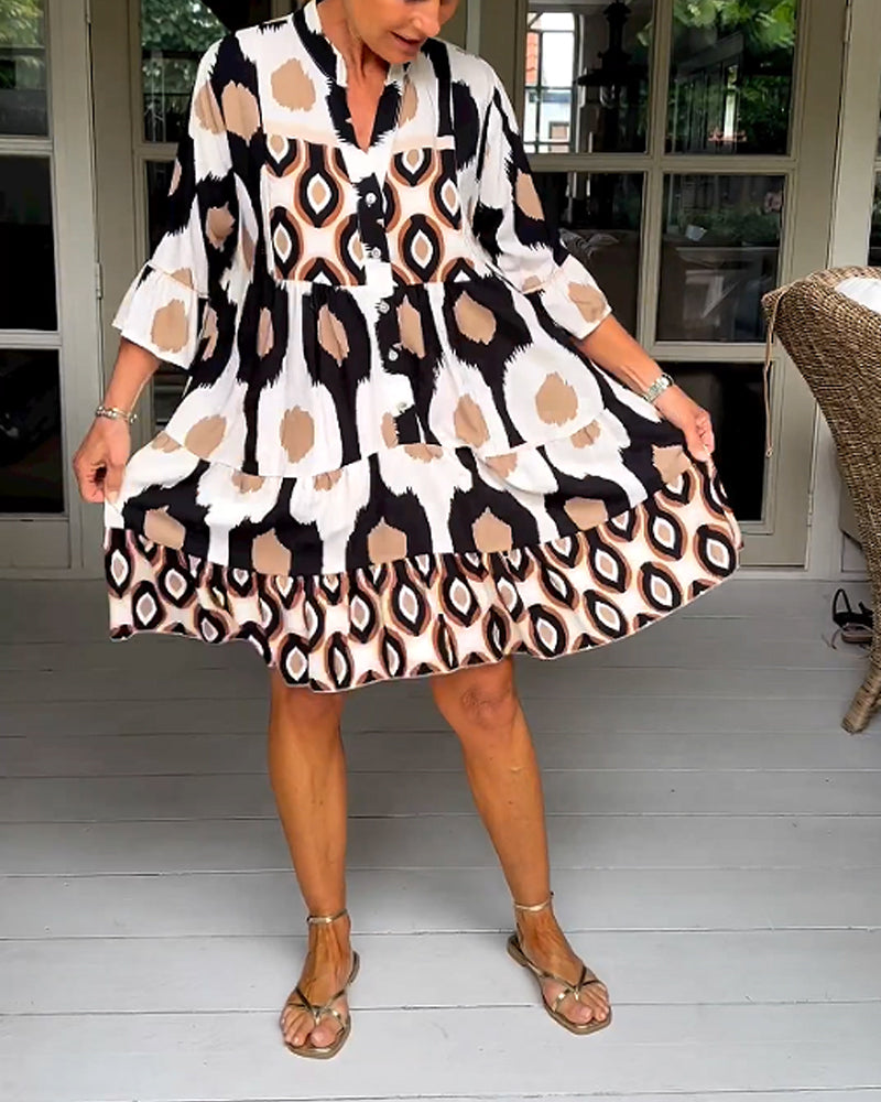 Lightweight Printed 3/4 Sleeve Dress